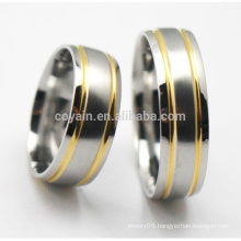 Silver Gold Two Tone Stainless Steel Wedding Ring Sets For Couple